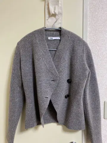 ZARA 그레이 더블 브레스트 가디건 S