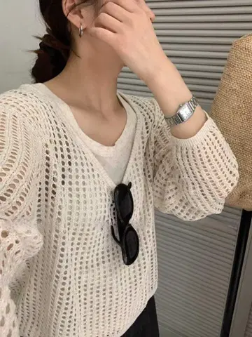 메쉬 탱크탑 셋업 베이지