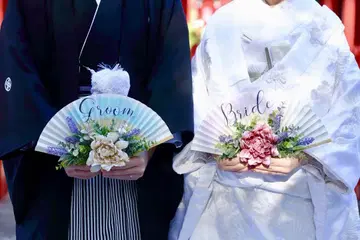 브라이드&그루 부채 머리 장식 가랜드 일본 의류 사전 촬영 세트