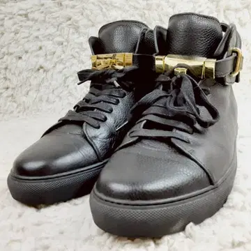 새상품급 BUSCEMI 부셰미 하이컷 스니커즈 골드 버클 포함 블랙