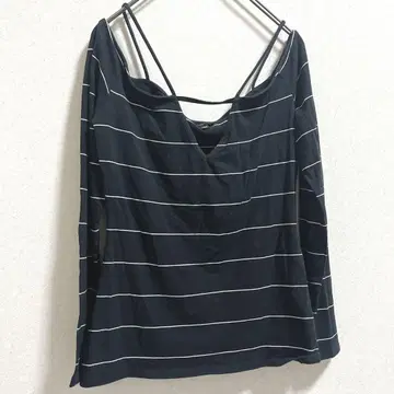 GUESS 여성용 티셔츠 긴팔 보더 블랙 S 사이즈