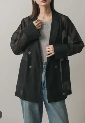 시어 테일러드 자켓 블랙