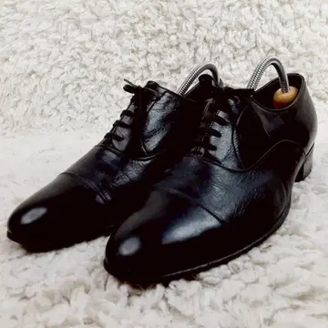 새상품급 25.5cm 긴자 요시노야 가죽 신발 블랙 스트레이트 팁