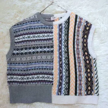 BEAMS HEART 니트 베스트 멀티 컬러 그레이 화이트 블랙