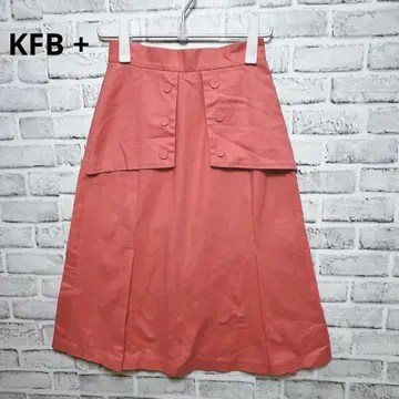 [ KFB 플러스 ] KBF 플러스 플리츠 스커트 롱 기장 핑크 화려함