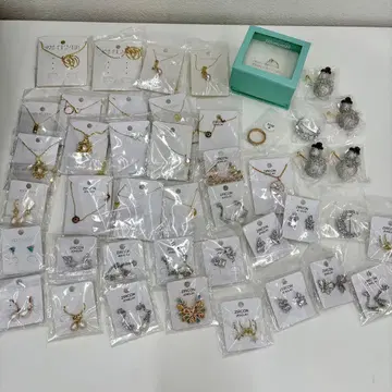 미사용품 925 실버 지르콘 귀걸이 목걸이 브로치 반지 모음