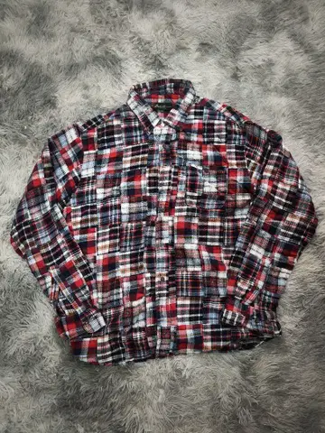 Eddie Bauer 패치워크 체크 무늬 긴팔 셔츠 XL