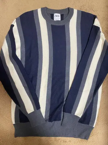 ZARA 자라 긴팔 얇은 소재 니트 스트라이프 상의 남성용