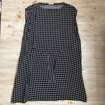 데프레 투모로우랜드 하프 슬리브 튜닉 원피스 체크 일본제