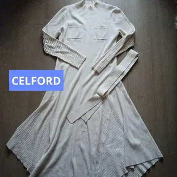 CELFORD 아이보리 리브 니트 원피스