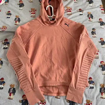 PUMA 핑크 후드 부착 후드티 M