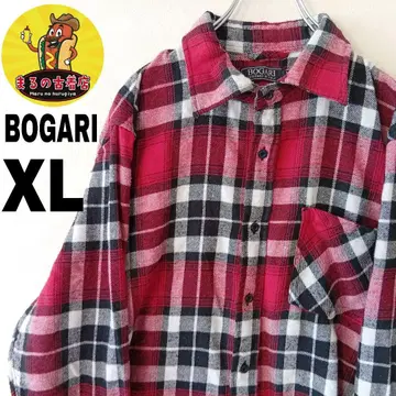 USA 구제 의류 BOGARI 플란넬 셔츠 XL 레드 블랙 체크
