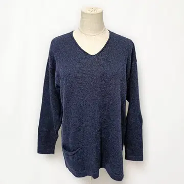 폴 스미스 V넥 니트 튜닉 네이비 M 울 혼방 포켓 포함