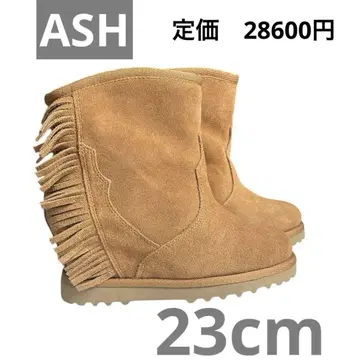 새상품 ASH 부츠 어그 부츠 프린지 카멜 보아 36 23cm