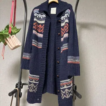 노르딕 무늬 네이비 가디건 M