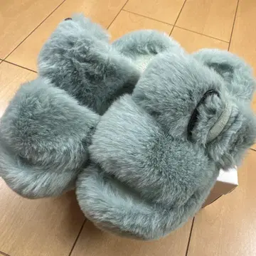 퍼 슬리퍼 샌들 민트 그린