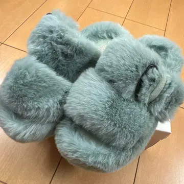 퍼 슬리퍼 샌들 민트 그린