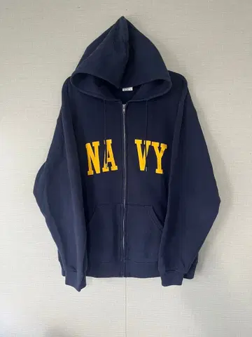 SOFFE NAVY 맨투맨 풀 집업 후드티 남성용 XL