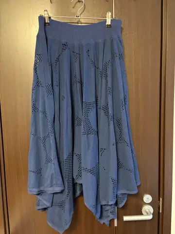 메후 블루 메쉬 플레어 스커트