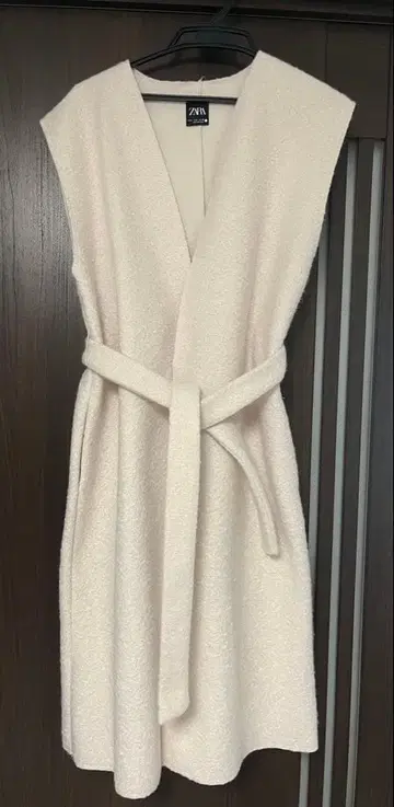 ZARA 크림색 롱 베스트 허리 벨트 포함
