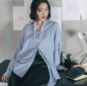 완판! LEPSIM 턱 볼륨 슬리브 셔츠 FREE 스트라이프