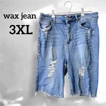 레어 wax jean [ 3XL ] 데미지 숏팬츠 데님 스트레치