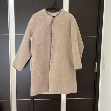 베이지 플리스풍 롱 코트
