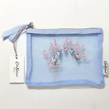 캐스 키드슨 메쉬 파우치 Ribbon Floral Sax