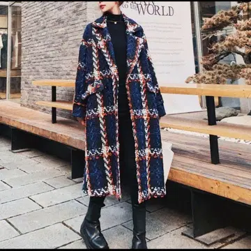 LiLiRena 리리레나 체크 무늬 체스터 코트