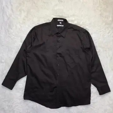 Geoffrey Beene 새틴 셔츠 광택감 형태 안정 가공 브라운 XL