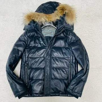 새상품급 BARRAGE 가죽 다운 M 네이비 램 가죽 퍼 포함