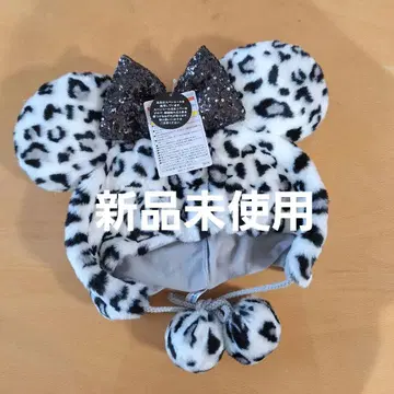 [ 새상품 ] 미니 팬캡 레오파드 무늬 헤이세이 갸루 화이트 실버