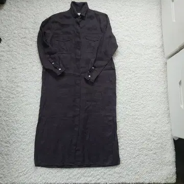 UNITED ARROWS 린넨 긴팔 셔츠 원피스 다크 브라운