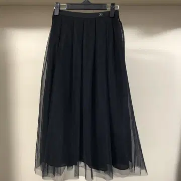 블랙 플레어 롱 스커트 튤