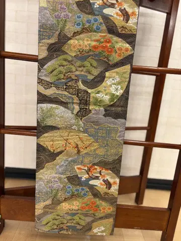 꽃무늬와 산 풍경 후쿠로 오비