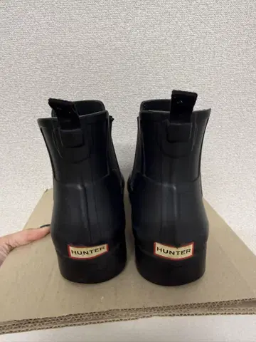 HUNTER 블랙 숏 레인부츠 24cm