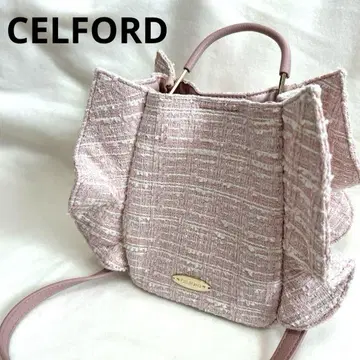CELFORD 원핸들 트위드 프릴백 숄더 핑크