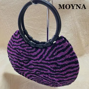 새상품급 MOYNA 모이나 비즈 백 제브라 퍼플 파티