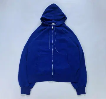 90s-00s 짧은 기장 얇은 소재 집업 후드티 블루