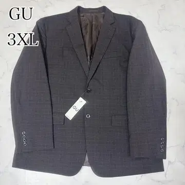 미사용 새상품 GU 테일러드 자켓 브라운 체크 백 오픈 3XL