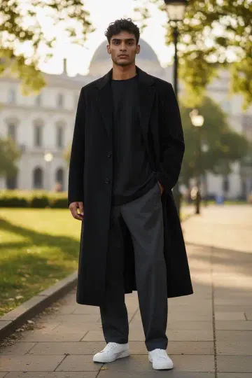 M920 캐시미어 100% 블랙 심플 롱 코트