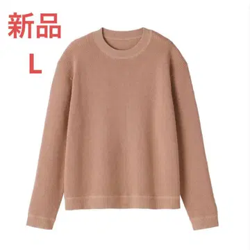 MUJI 워셔블 와플 니트 크루넥 스웨터 여성 L 핑크