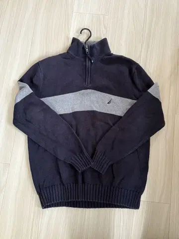 NAUTICA 네이비 그레이 집업 니트 L