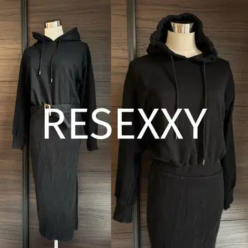 RESEXXY 리젝시 후드티 타이트 원피스 벨트 블랙