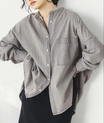 그레이 버튼 긴팔 셔츠 FREE 사이즈