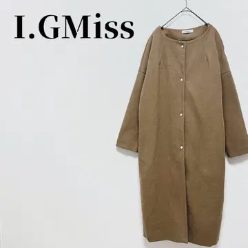 I.GMiss 노카라 코트 롱 기장 드롭 숄더 고급 베이지