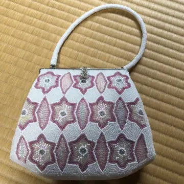 하시모토 비즈 백 비즈 자수 일본 의류용 백 핑크 계열