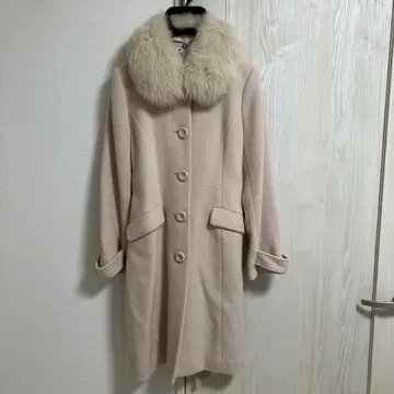 칼 파크 레인 핑크 퍼 코트 울 코트 벨트 포함