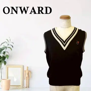 zG396 [L] ONWARD 니트 베스트 V넥 엠블럼