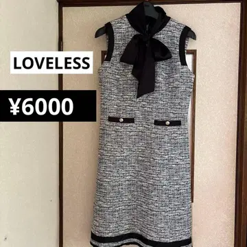 LOVELESS. 슬리브리스 무릎 기장 원피스 블랙 화이트 트위드